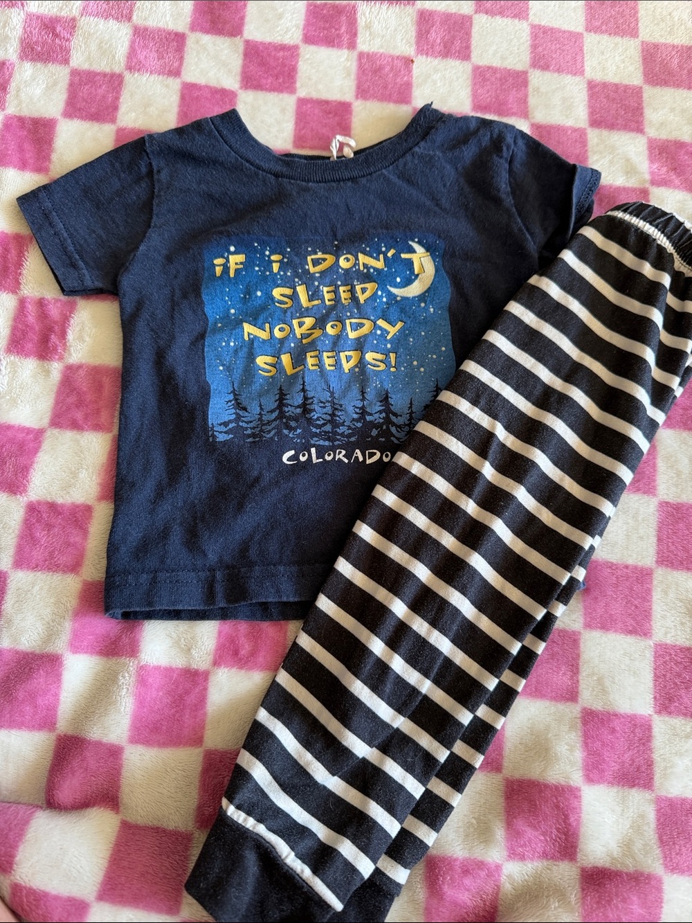 Kids Navy Blue 'If I Don't Sleep Nobody Sleeps' Pajama Set